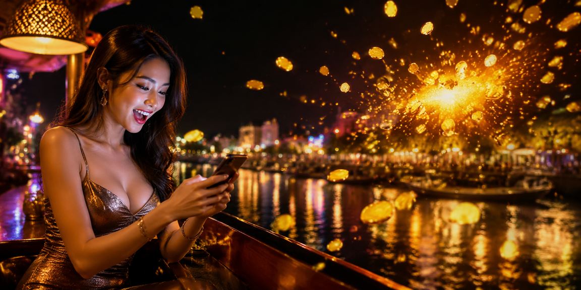 Người chơi casino mobile tại chợ đêm Hà Nội kiểm tra khuyến mãi trên điện thoại buổi tối
