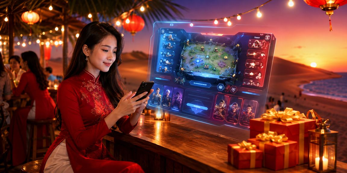 Người chơi esports trong trang phục áo dài tại Mũi Né theo dõi giải đấu và đặt kèo online